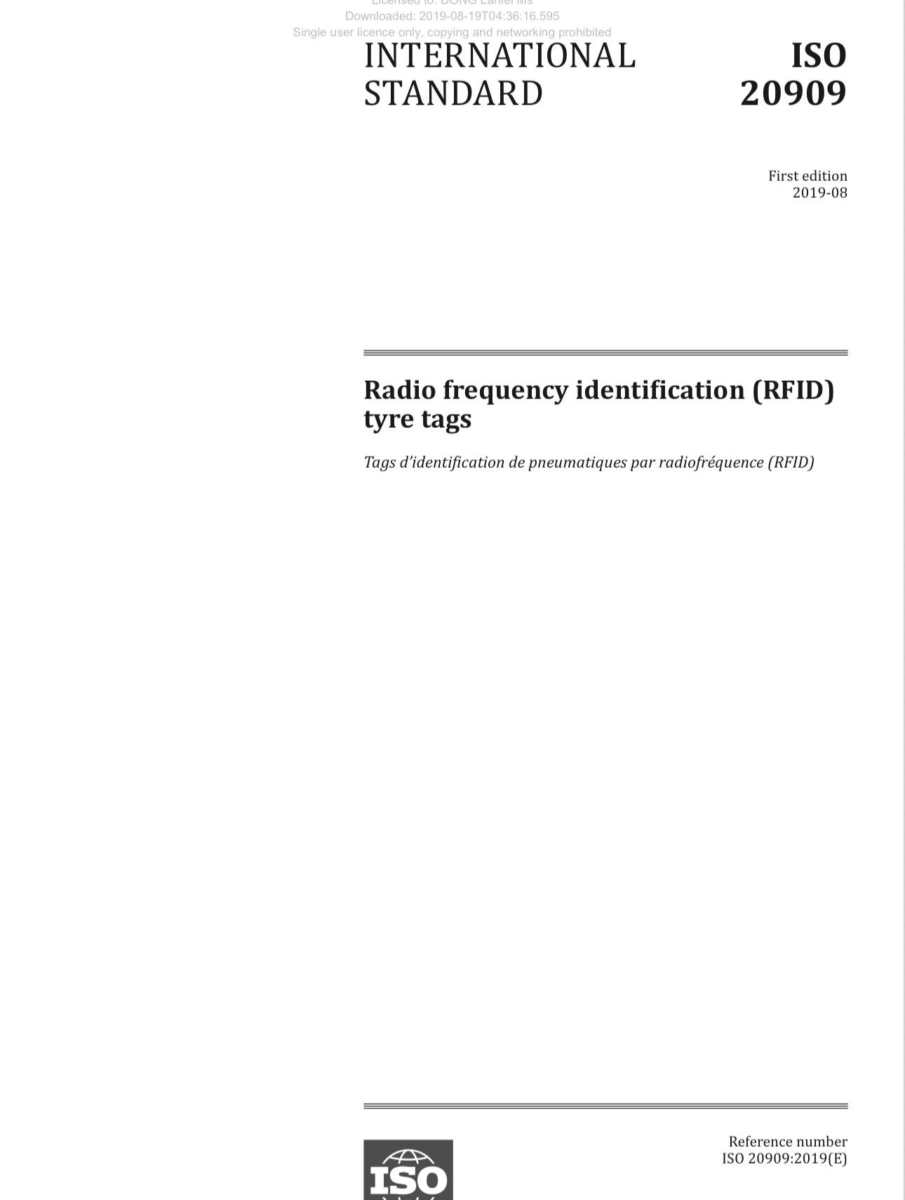 2019-轮胎用射频识别（RFID）电子标签